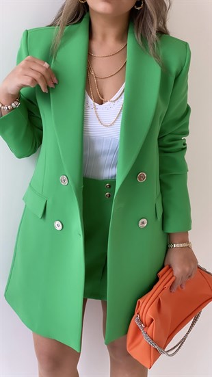 Şal Yaka Ceket Elbise Yeşil